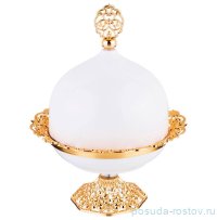Конфетница 16 х 20 см с крышкой н/н &quot;Плюмаж /золото&quot; / 313664