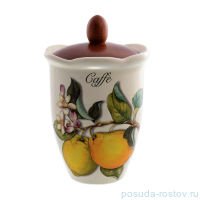 Банка для сыпучих продуктов 19 см с деревянной крышкой Кофе &quot;Artigianato ceramico /Лимоны&quot; / 156757