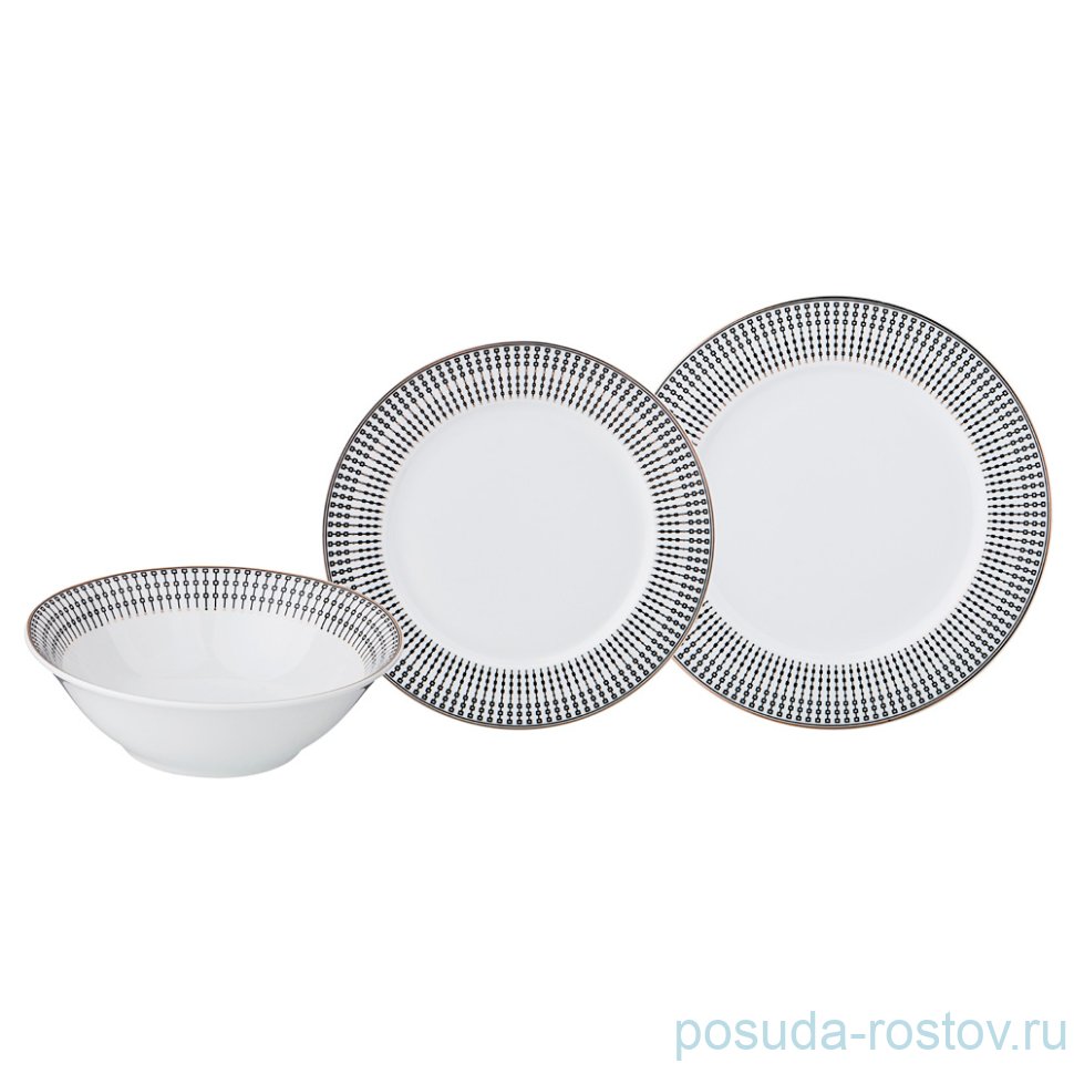 Набор тарелок 18 предметов (18, 19, 27 см) "Ожерелье" / 193926 Набор тарелок 18 предметов (18, 19, 27 см) "Ожерелье" / 193926