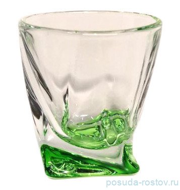 Стопка 55 мл 1 шт низкая "Квадро /Разноцветное дно" бледная (зелёный) / 281467