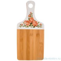 Доска разделочная 35 х 16 х 0,9 см с ручкой белая &quot;Корейская роза /Agness&quot; / 198904