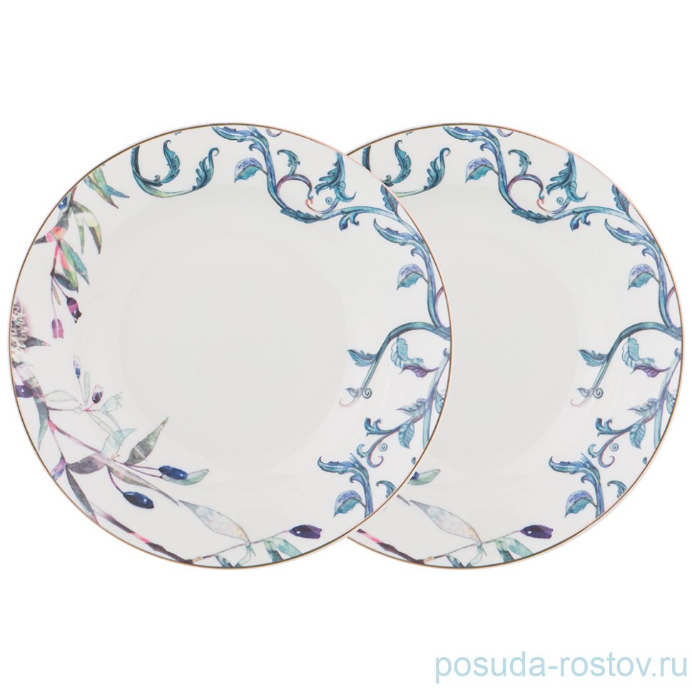 Набор тарелок 20,5 см глубокие "дуэт /чертополох и горошек" (2шт.) / 213237