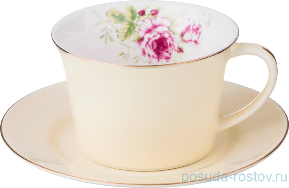 Чайная пара 260 мл 1 шт бежевая "Времена года" / 198843