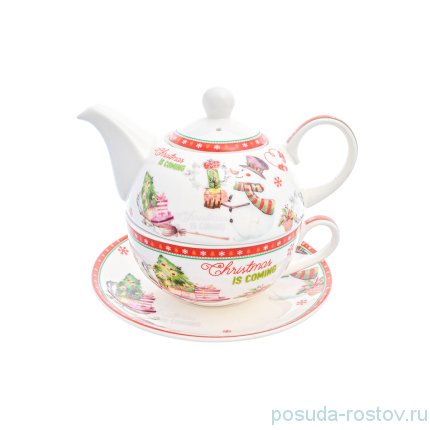 Чайный набор 3 предмета (заварочный чайник + чайная пара) &quot;Christmas time /Royal Classic&quot; / 228345