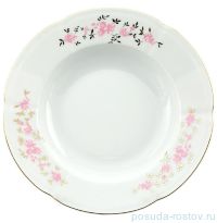 Набор тарелок 22,5 см 6 шт глубокие &quot;Болеро /Розовые цветочки&quot; / 034718