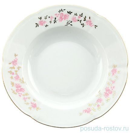 Набор тарелок 22,5 см 6 шт глубокие &quot;Болеро /Розовые цветочки&quot; / 034718