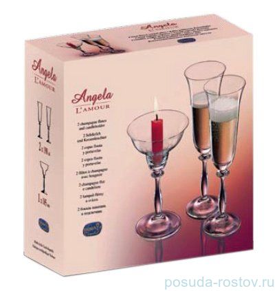 Набор для двоих 3 предмета (2 бокала для шампанского + подсвечник) &quot;Анжела /Отводка золото&quot; / 111411