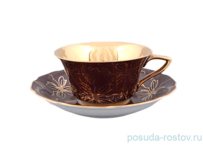 Чайная пара 100 мл "Виндзор /Золотые цветы /шоколад" / 158702