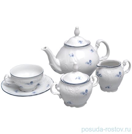 Чайный сервиз на 6 персон 15 предметов &quot;Бернадотт /Синий цветок&quot; / 006229