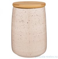 Банка для сыпучих продуктов 17 х 12 см с деревянной крышкой 1,24 л &quot;Nature /Бежевое&quot; / 236729