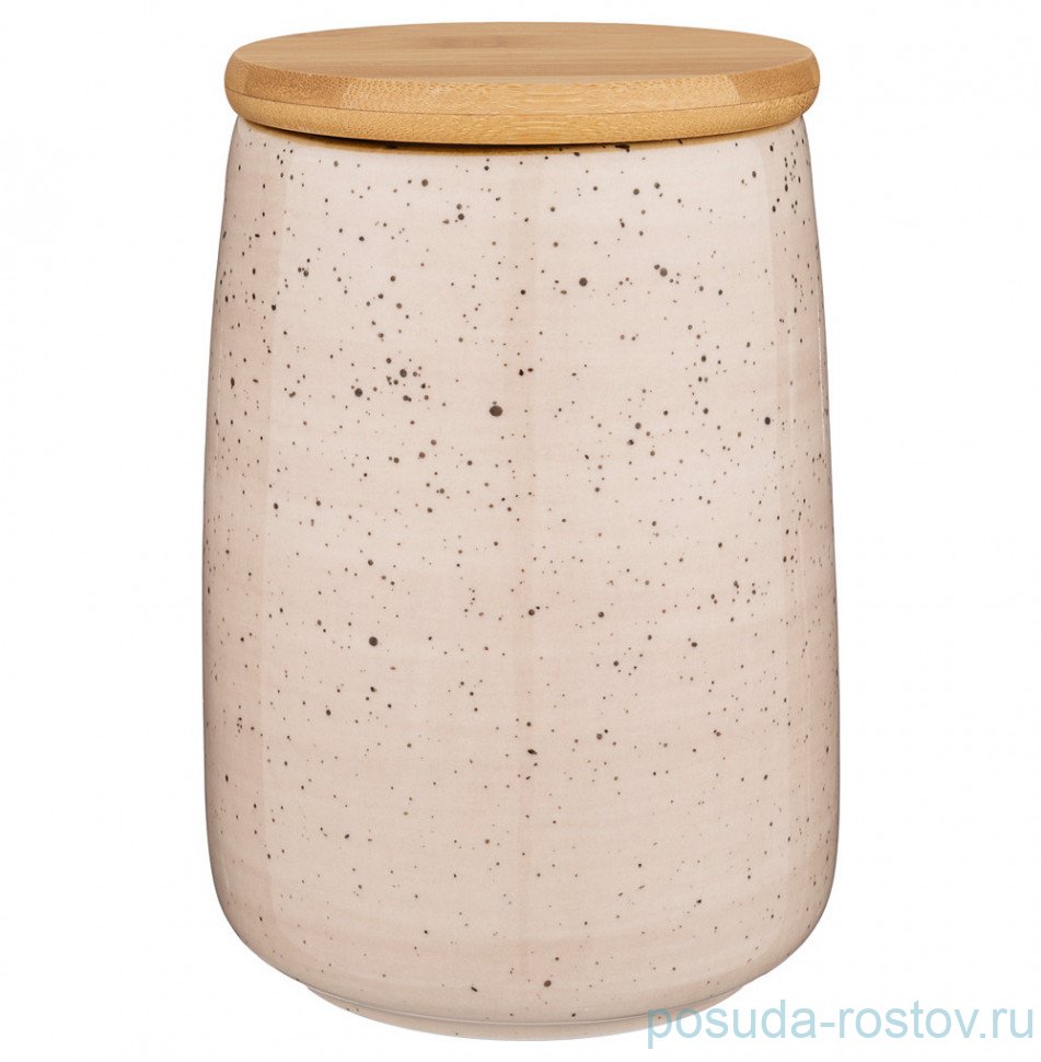 Банка для сыпучих продуктов 17 х 12 см с деревянной крышкой 1,24 л "Nature /Бежевое" / 236729