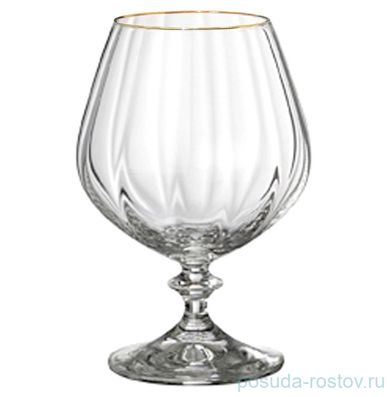 Бокалы для бренди 400 мл 6 шт "Анжела /Оптика /Отводка золото" / 005152