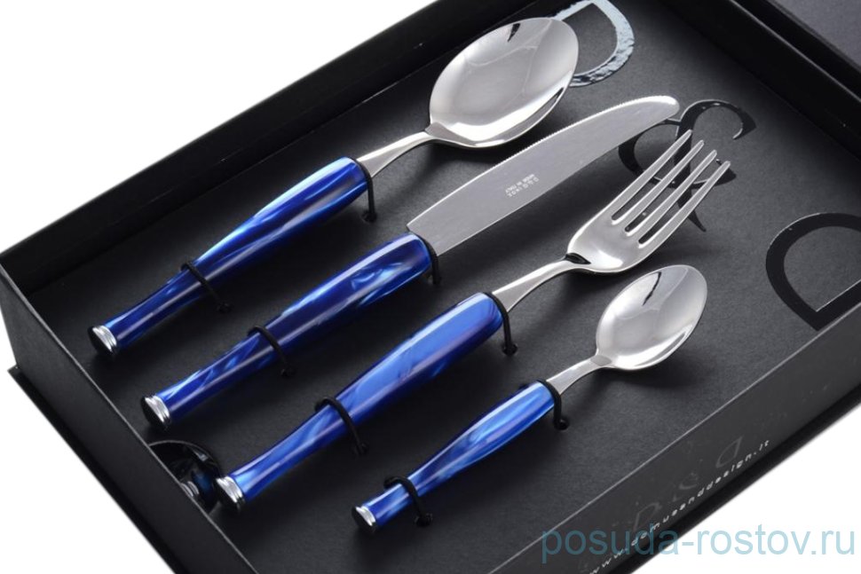 Столовые приборы 24 предмета на 6 персон "D&D" синяя ручка / 133294 Столовые приборы 24 предмета на 6 персон "D&D" синяя ручка / 133294