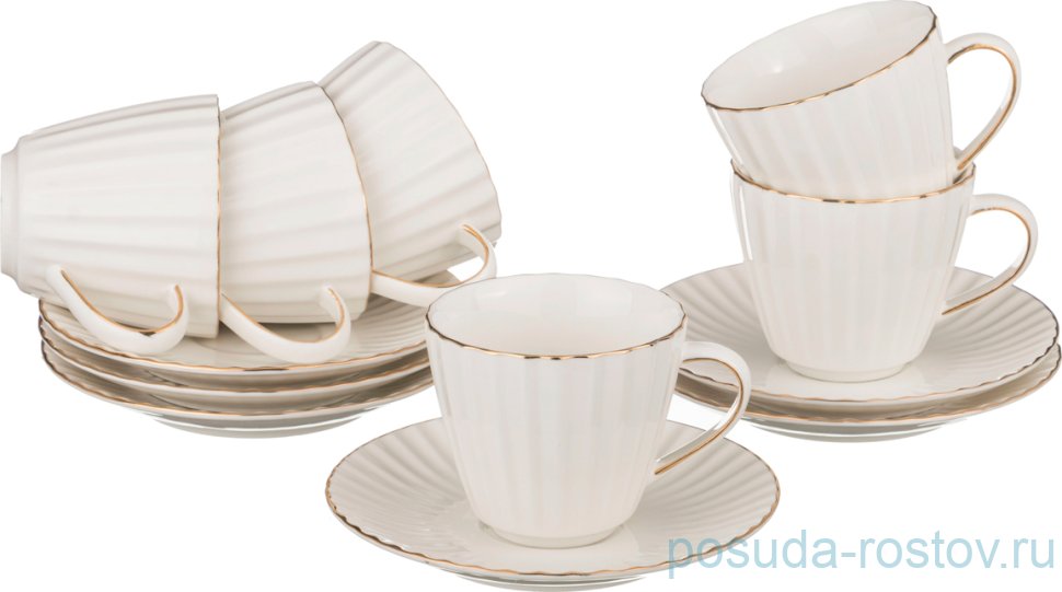 Набор чайных пар 200 мл 6 шт "Аврора" / 194595