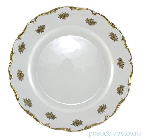 Блюдо 30 см круглое "Анжелика /Маленькие золотые розочки" / 045665