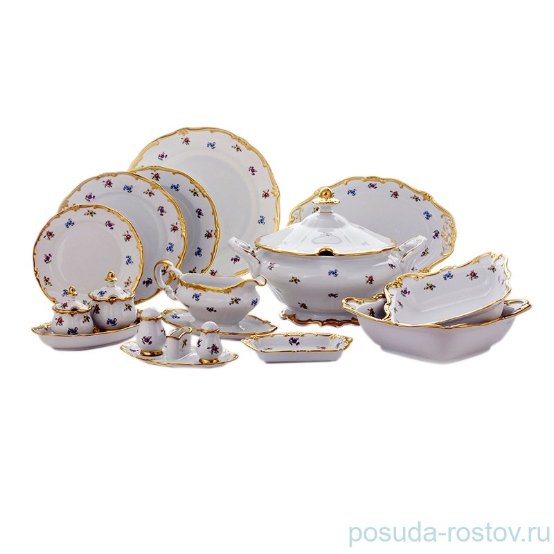 Столовый сервиз на 12 персон 49 предметов "Мелкие цветы /1016" / 002024