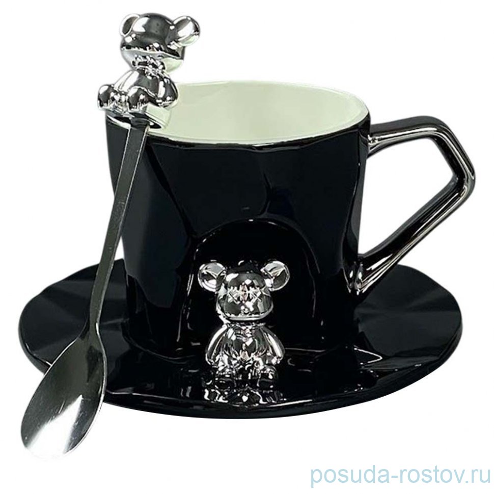 Чайная пара 280 мл с ложкой чёрная (подарочная упаковка) / 374463 Чайная пара 280 мл с ложкой чёрная (подарочная упаковка) / 374463