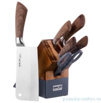 Набор кухонных ножей 7 предметов /деревянная подставка &quot;Agness&quot; / 195923