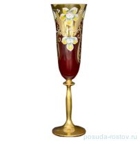 Бокалы для шампанского 190 мл 6 шт &quot;Анжела /Лепка красная&quot; E-V золотая ножка / 033145