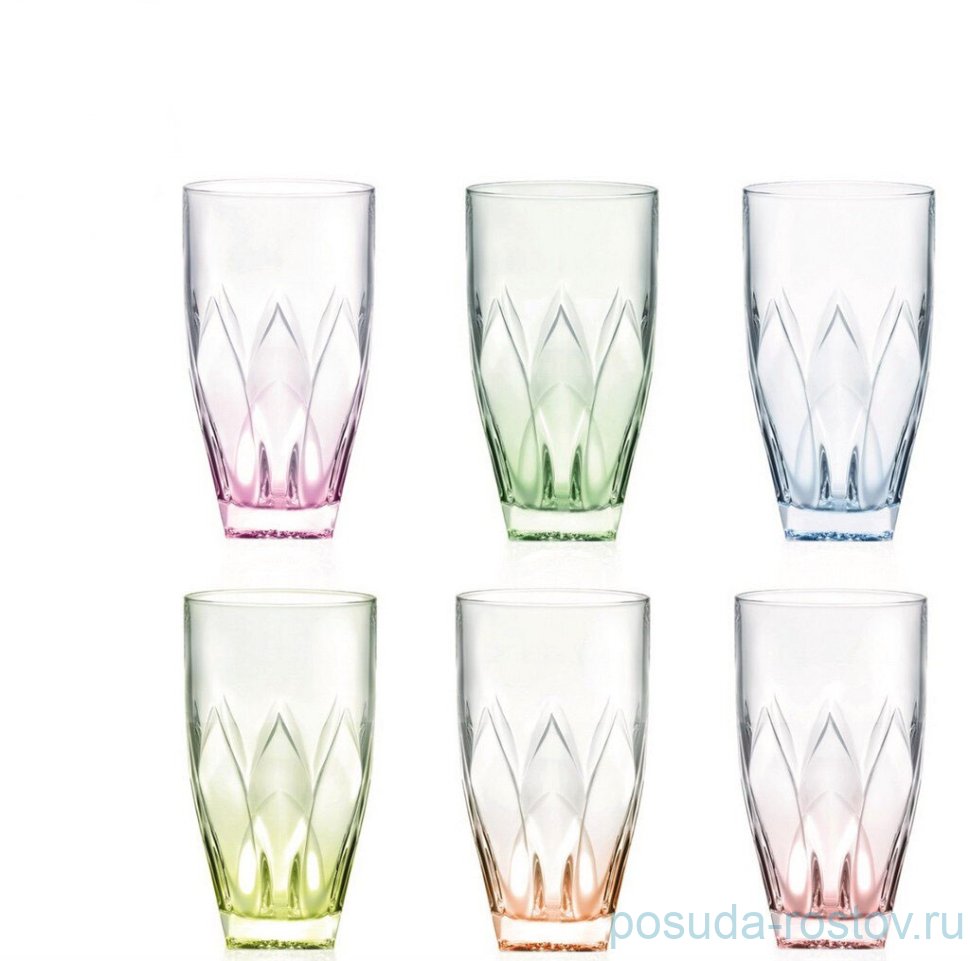 Стаканы для воды 400 мл 6 шт "Нинфея /цветные" / 127916