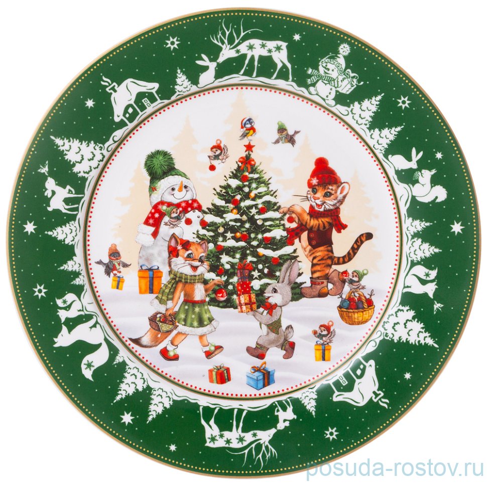 Тарелка 19 см зелёная "с новым годом! /ёлка" / 263978 Тарелка 19 см зелёная "с новым годом! /ёлка" / 263978