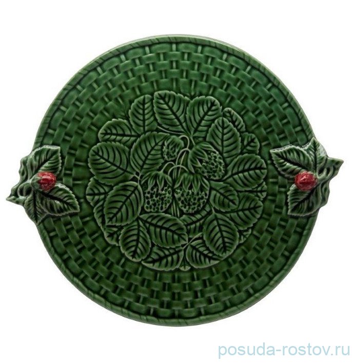 Блюдо для сыра 32 см круглое зелёное "Земляника" / 290911 Блюдо для сыра 32 см круглое зелёное "Земляника" / 290911