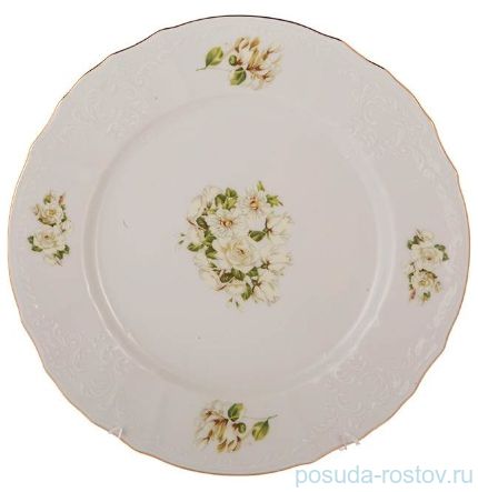 Набор тарелок 25 см 6 шт &quot;Бернадотт /Белые розы /золото&quot; / 166545