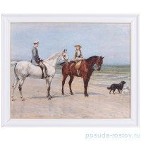 Картина 40 х 50 см &quot;конная прогулка&quot; /рамка белая лак с золотой окантовкой / 262071