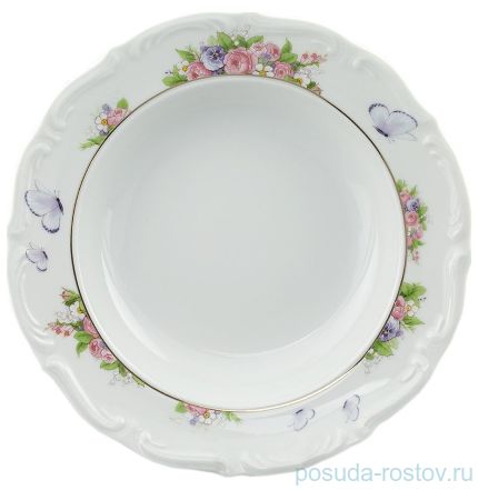 Набор тарелок 22,5 см 6 шт глубокие &quot;Мария-Тереза /Цветы и бабочки&quot; / 061473