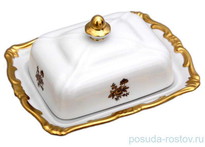 Масленка 250 г  Weimar Porzellan "Роза золотая /золото" / 071676