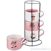 Набор кружек 200 мл 4 шт на подставке  / 193683