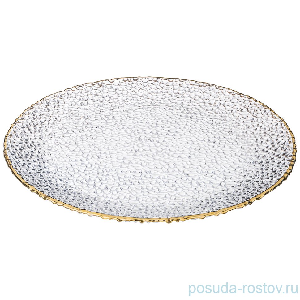 Блюдо 28 см круглое белое с золотом "Clamour" / 269764