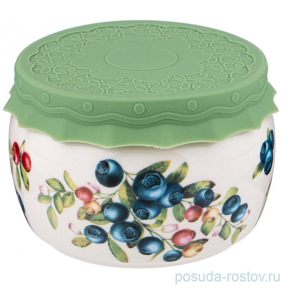 Банка для меда/варенья 500 мл с силиконовой крышкой "голубика" / 250974