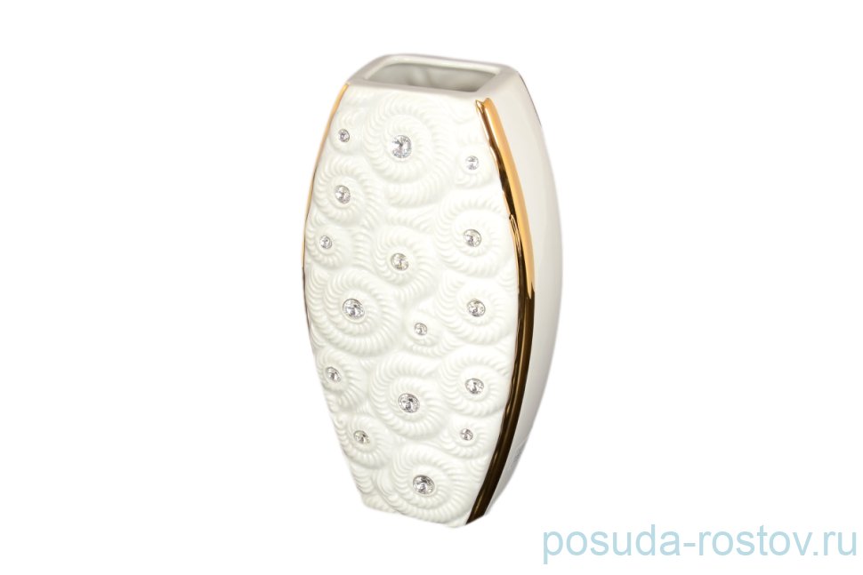 Ваза для цветов 25 см "Fossil /Стразы /Белая /Bruno Costenaro" / 099383