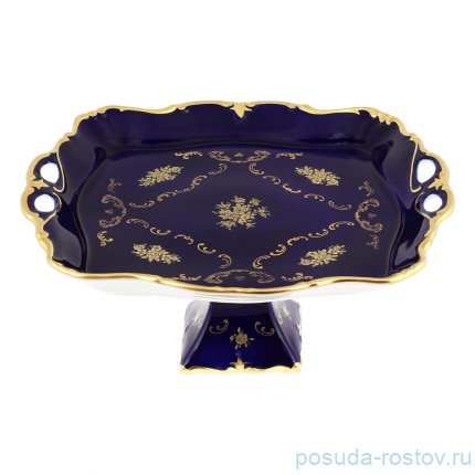 Блюдо 31 см квадратное н/н &quot;Reichenbach /Золотая розочка /Кобальт /Декор 878К&quot; / 374285