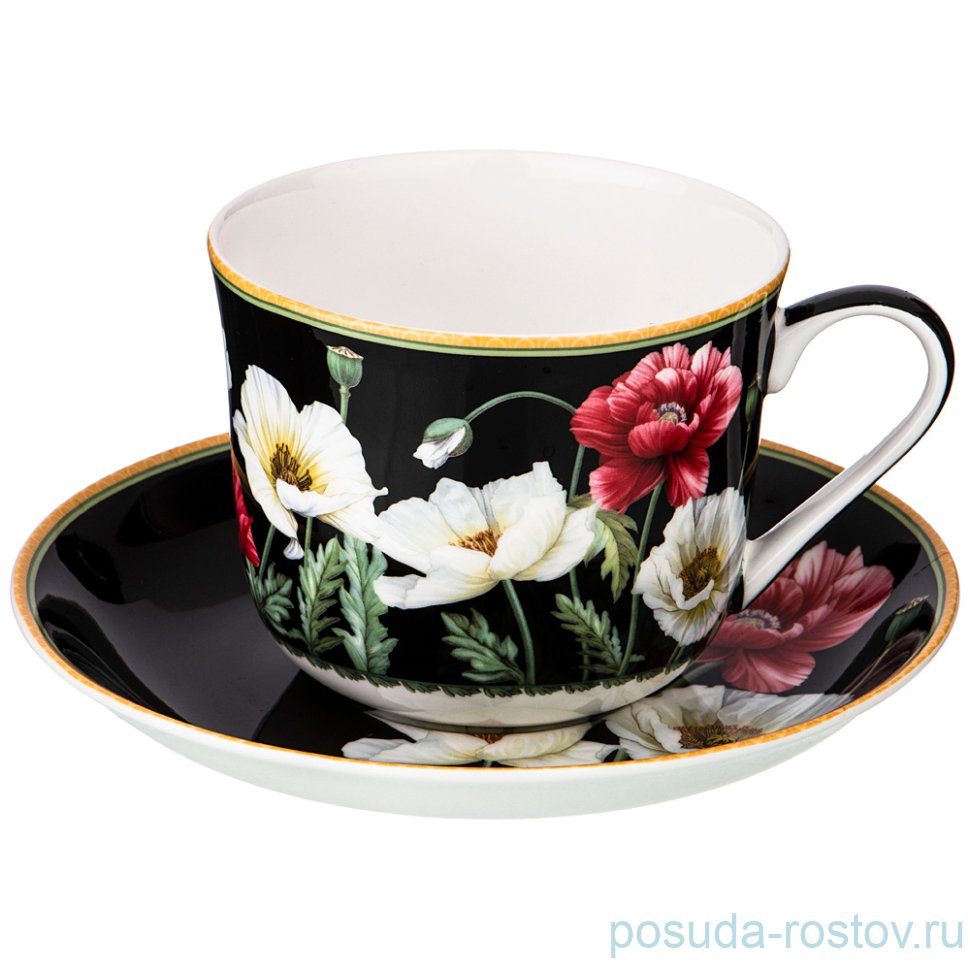 Чайная пара 500 мл 1 шт чёрная "маки" / 209330 Чайная пара 500 мл 1 шт чёрная "маки" / 209330