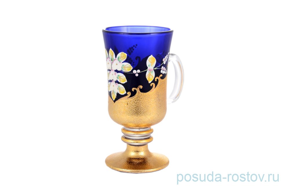Кружки для воды 6 шт н/н "Венеция /Лепка синяя" золотая ножка / 145706 Кружки для воды 6 шт н/н "Венеция /Лепка синяя" золотая ножка / 145706