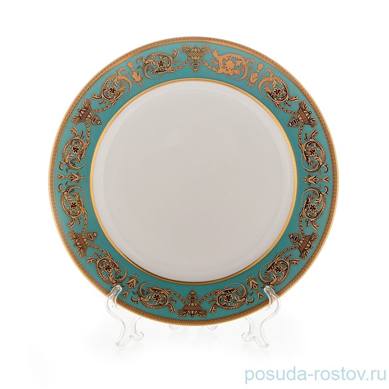 Набор тарелок 27 см 6 шт  Bavarian Porcelain "Александрия /Золотой узор на зеленом" / 118253