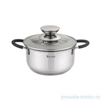 Кастрюля 12 х 6,5 см со стеклянной крышкой силиконовые вставки на ручках индукция 600 мл &quot;agness&quot; / 198992