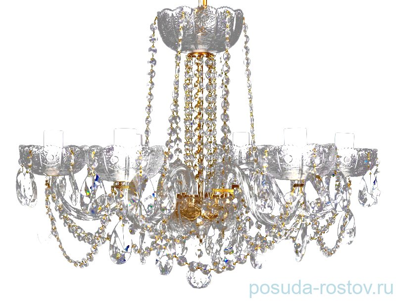 Люстра 8 рожковая хрусталь /белые плафоны "Биджов" / 060372 Люстра 8 рожковая хрусталь /белые плафоны "Биджов" / 060372
