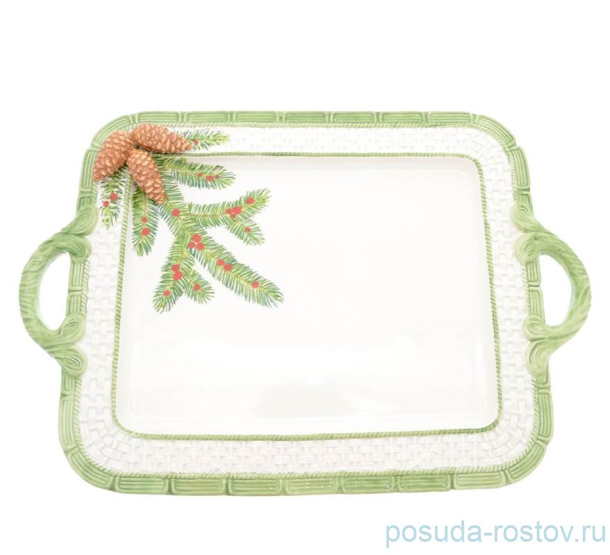 Поднос 47 х 33 см прямоугольный с двумя ручками "christmas world /pinecone" / 270999 Поднос 47 х 33 см прямоугольный с двумя ручками "christmas world /pinecone" / 270999