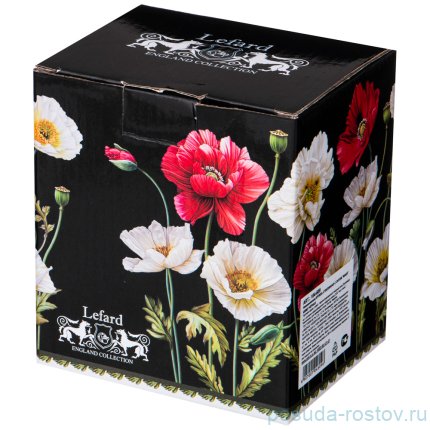 Кружка 400 мл стеклянная с ситечком чёрная &quot;маки&quot; / 209332