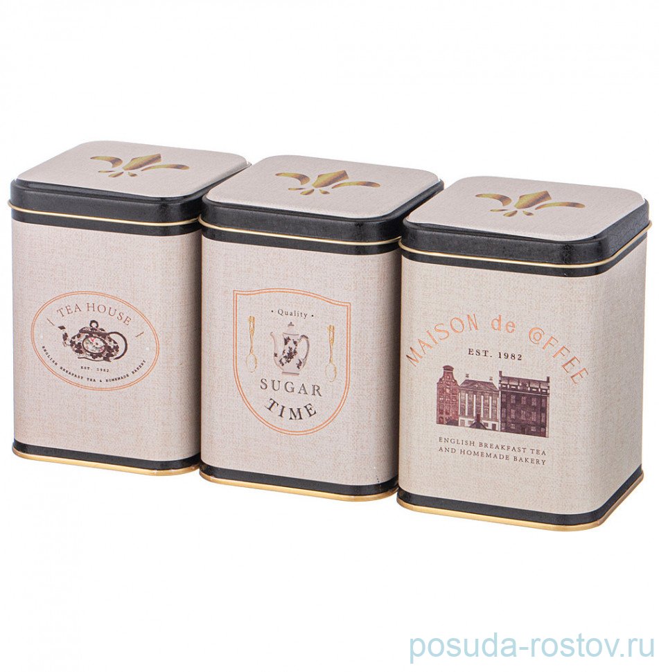 Набор банок для сыпучих продуктов 9 х 9 х 12,5 см 3 шт 1 л "English breakfast" / 329587