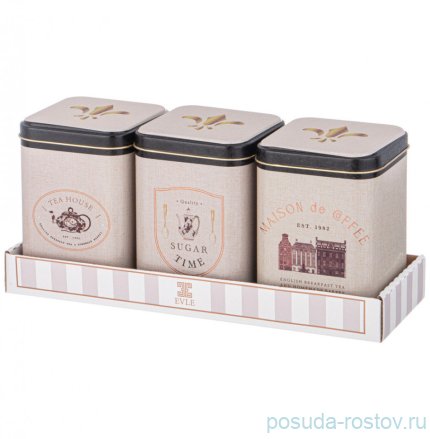 Набор банок для сыпучих продуктов 9 х 9 х 12,5 см 3 шт 1 л &quot;English breakfast&quot; / 329587
