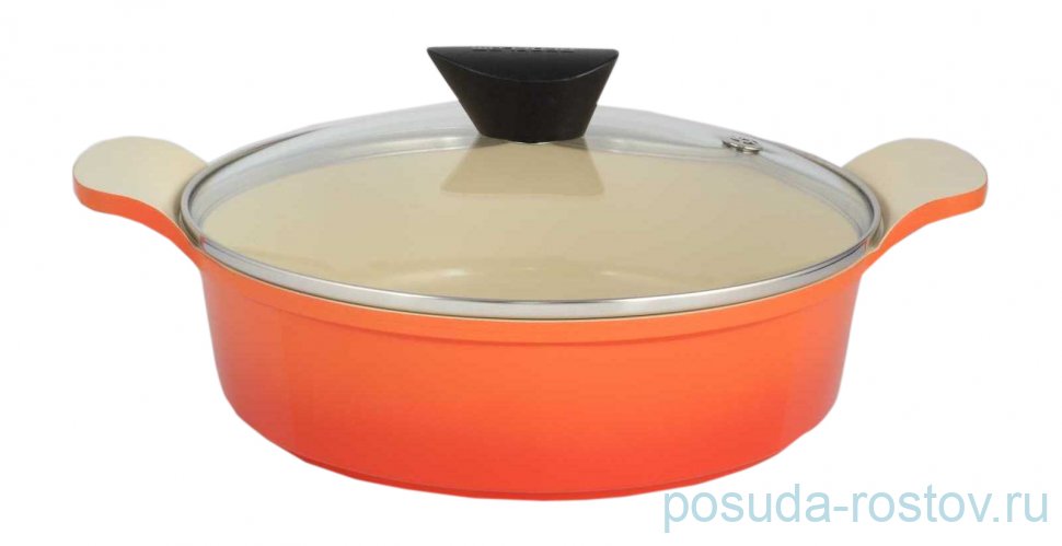 Жаровня со стеклянной крышкой 24 см c 2 ручками Posh / 100919