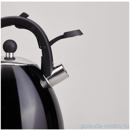 Чайник 3,2 л со свистком и мерной шкалой чёрный Agness / 369739