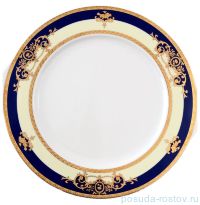 Пирожковая тарелка 27 см &quot;Яна /Синяя полоса с золотым вензелем&quot; / 056386