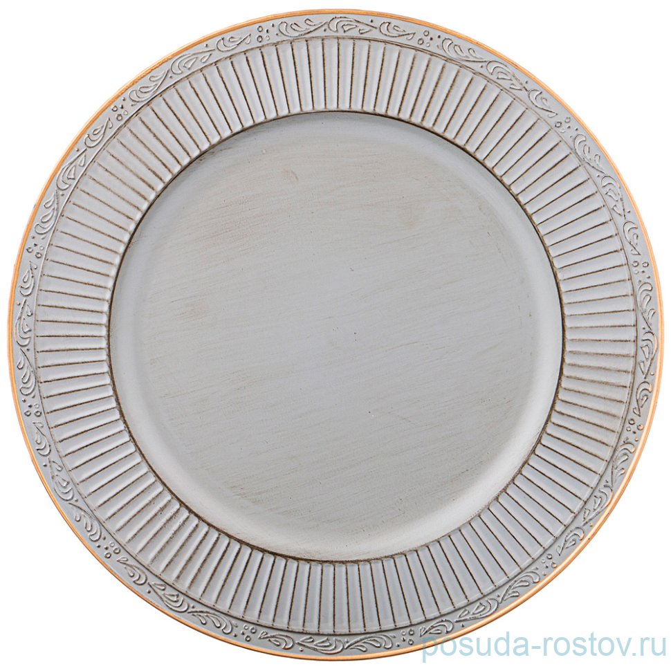 Поднос 33 х 33 см круглый серый "Старинный прованс" / 215007