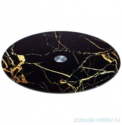 Блюдо 32 х 3 см вращающееся круглое &quot;Чёрный мрамор&quot; / 199167