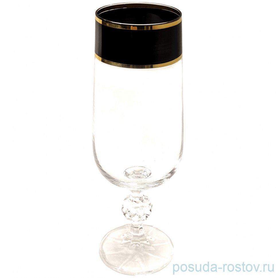 Бокалы для шампанского 180 мл 6 шт "Клаудия /Чёрная полоса /золото" / 293420